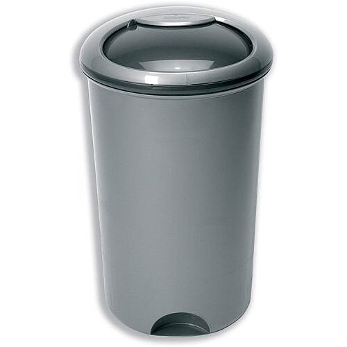 Smart Bin 50 Litres Capacity Rotating Lid and Footplate D387 x H748mm Metallic