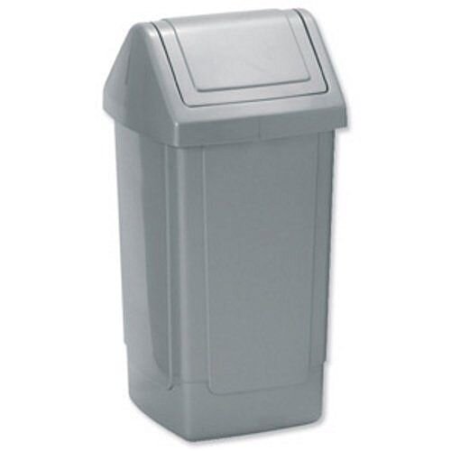 Addis Swing Top Waste Bin Grey Metallic 35 Litres 325 x 325 x 640mm