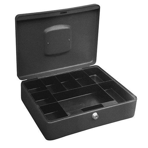 5 Star High Capacity Large 12 Inch Cash Box, Lockable, 2 Keys Included, Titanium, Lock On Top & 1 Year Warranty (267274)