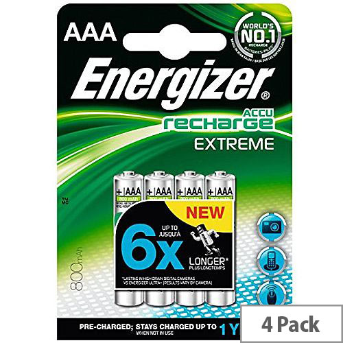 Energizer Extreme Accu AAA Battery Rechargeable 800mAh (Pack of 4) 635751