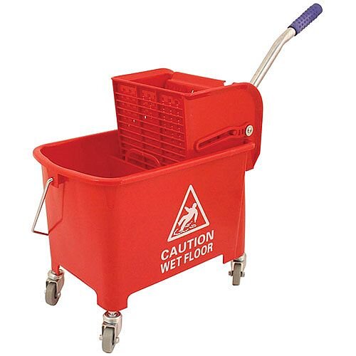 Mop Bucket Mobile Colour-coded with Handle 4 Castors 20 Litre Red SPC/MB20R