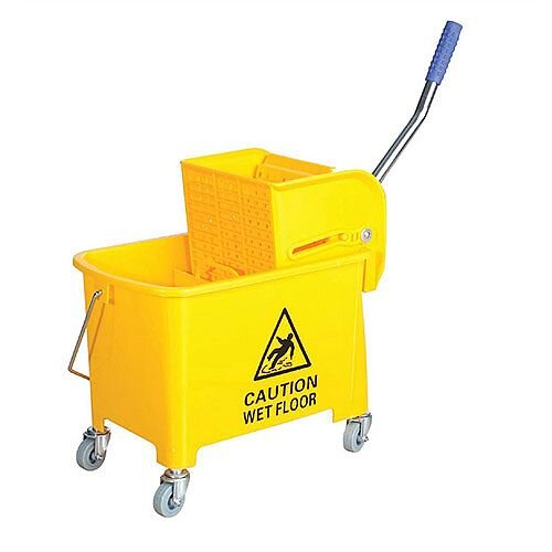 Mop Bucket Mobile Colour-coded with Handle 4 Castors 20 Litre Yellow SPC/MB20Y