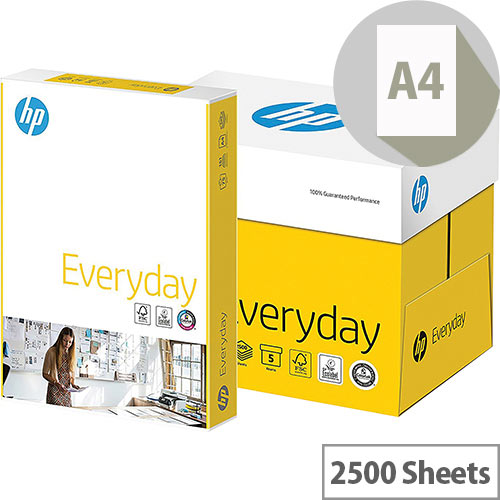 HP Hewlett Packard A4 75gsm White Everyday Printer/Copier Paper Box of 2500 Sheets