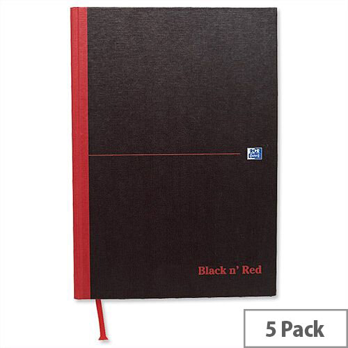 Black n Red A5 Note Book Recycled Casebound 192 Pages C67025 Pack 5