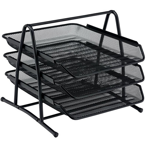 Osco 3 Tier Mesh Letter Tray Black Stackable Portrait Foolscap Osco 3 Tier Mesh Letter Tray Black Stackable Portrait Foolscap