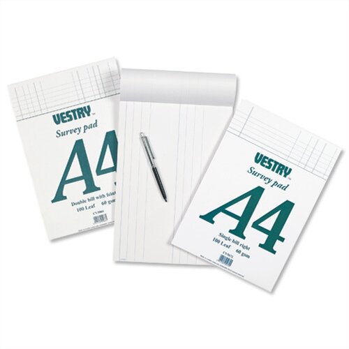 Survey and Engineering Pad Double Bill Headed with Feints 100 Sheets A4 CV5066 Vestry Survey and Engineering Pad Double Bill Headed with Feints 100 Sheets A4 CV5066 Vestry