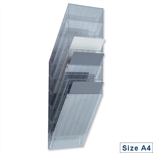 A4 Literature Holder Wall Mountable 6 Pockets Portrait Clear Durable Flexiboxx A4 Literature Holder Wall Mountable 6 Pockets Portrait Clear Durable Flexiboxx
