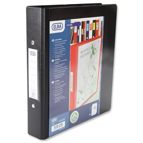 A5 Black Ring Binder Heavyweight PVC 2 O-Ring Size 25mm Elba Vision A5 Black Ring Binder Heavyweight PVC 2 O-Ring Size 25mm Elba Vision