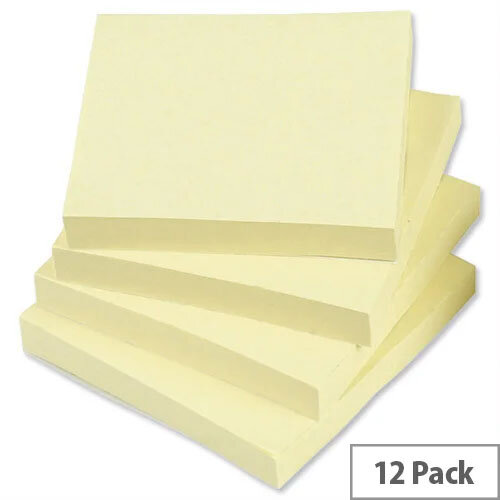Yellow Sticky Notes Pad of 100 Sheets 76x76mm Pack 12 5 Star Hunt