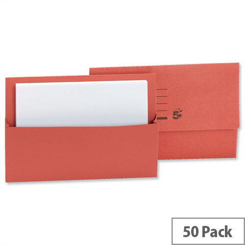 Document Wallet Half Flap Foolscap Red Pack 50 5 Star