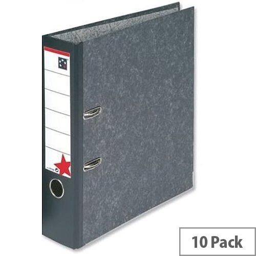 Foolscap Lever Arch File Cloudy Grey 5 Star Pack 10 – 2 Rings, 500 to 600 Page Capacity, Reinforced Edge, Spine Label, Finger Pull Ring & Supports Foolscap Sheets (29748X)