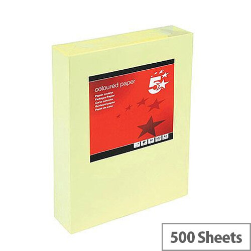 5 Star Multifunctional Yellow A4 Paper 80gsm Ream of 500 Sheets