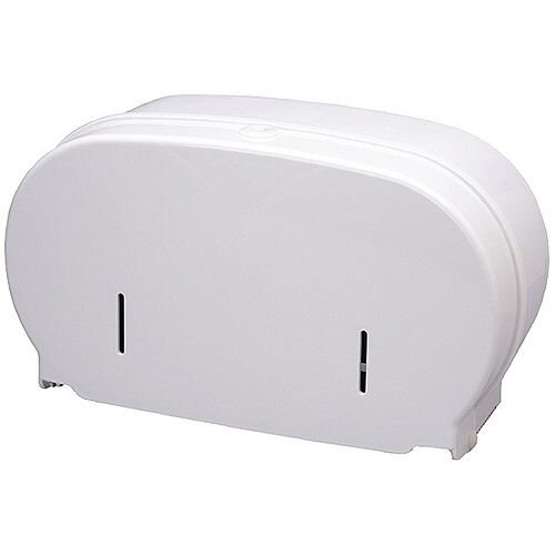 2Work Micro Twin Toilet Roll Plastic Dispenser White DIS840 2Work Micro Twin Toilet Roll Plastic Dispenser White DIS840