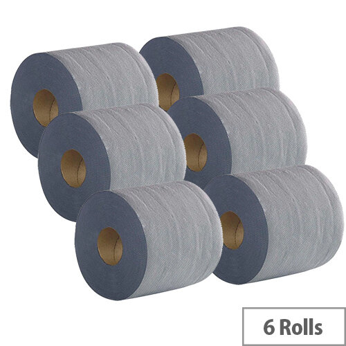 2Work Economy Centrefeed Roll 2-Ply 100m Blue Pack of 6 2W03010