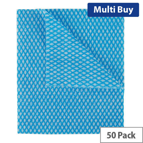 Economy Cloths Pack of 50 Blue 42x35cmMultiPurpose Cleaning Cloths