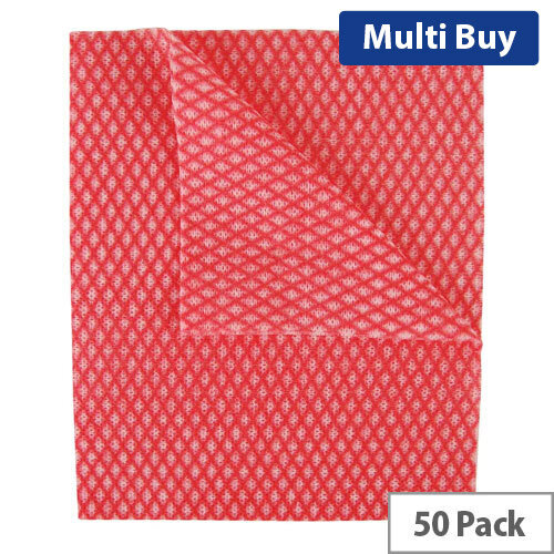 Economy Cloths Pack of 50 Red 42x35cmIdeal for ColourCoded Cleaning Systems