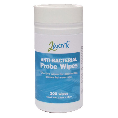 2Work Antibacterial Alcohol Probe Wipes Dispenser Tub Pack 1 (Contains of 200 Wipes) 2W24703