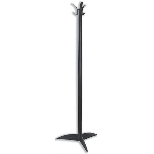 Hat and Coat Stand Black Recycled Plastic 3 Tough Hooks H1550mm Acorn Alto