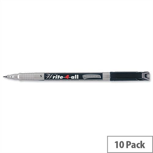 Stabilo Write-4-all Black Permanent Marker Pen Waterproof Pack 10