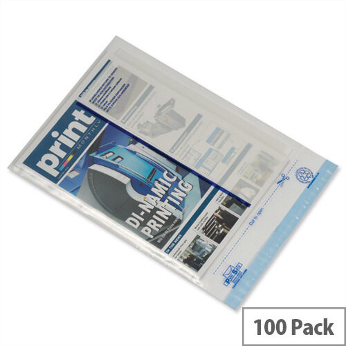 Ampac 165x230mm Clear White Panel Light-Weight Polythene Envelopes Pack of 100