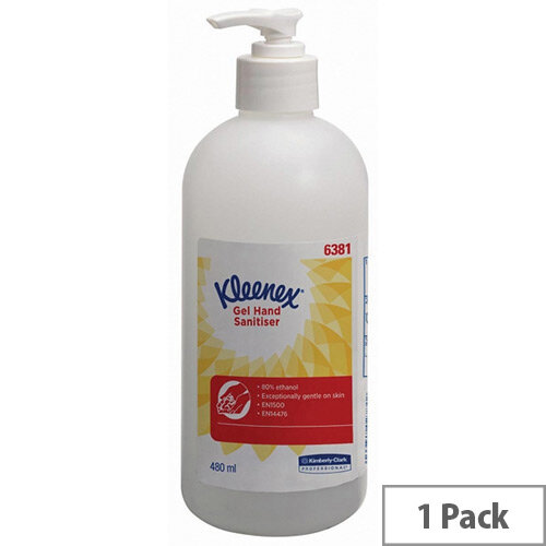 Kleenex Luxury Instant Hand Sanitiser 480ml Pump Bottle Pack 1 Ref 6381