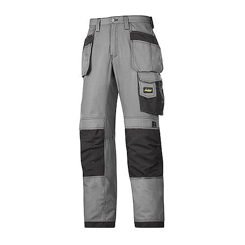 Snickers 3213 Craftsmen Holster Pocket Trousers Rip-Stop 28 Inches/28 Inches Grey/Black Size 180*