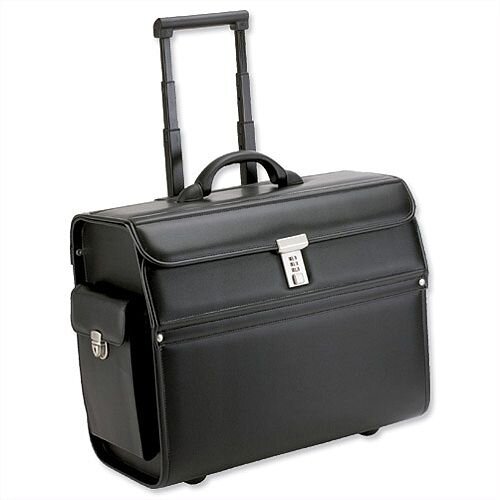 Pilot Case Trolley Laptop Compartment 2 Combination Locks Leather-Look Black Alassio Mondo