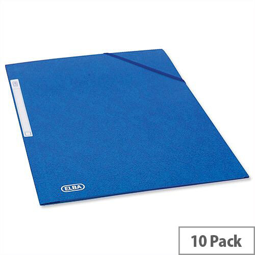 Elba Elasticated Folder 3 Flap 300 Sheets A4 Foolscap Blue Pack 10 Elba Elasticated Folder 3 Flap 300 Sheets A4 Foolscap Blue Pack 10