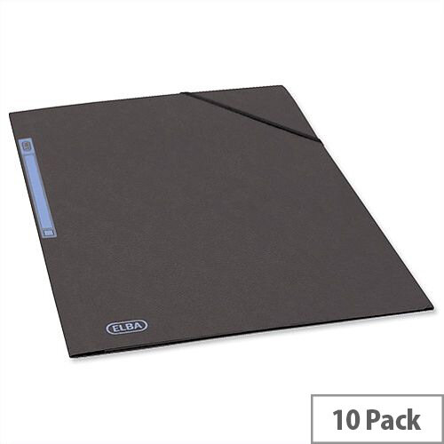 Elba Elasticated Folder 3 Flap 300 Sheets A4 Foolscap Black Pack 10