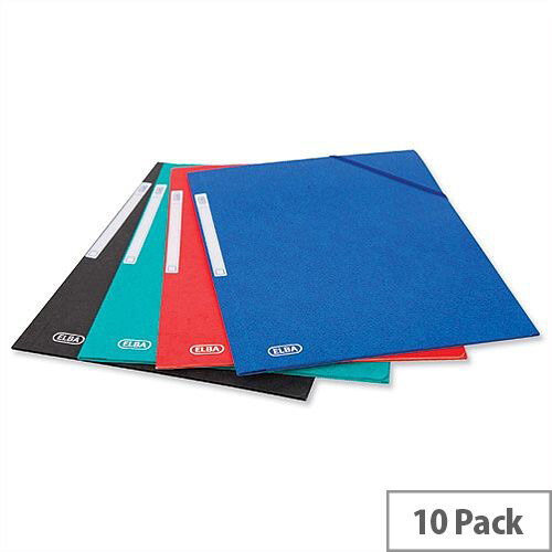 Elba Elasticated Folder 3 Flap 300 Sheets A4 Foolscap Assorted Pack 10