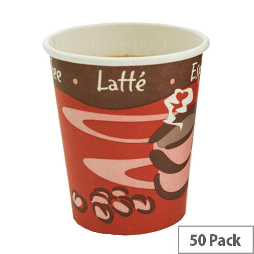 Disposable Single Wall Paper Cup for Hot Drinks 8oz 250ml (Pack 50)