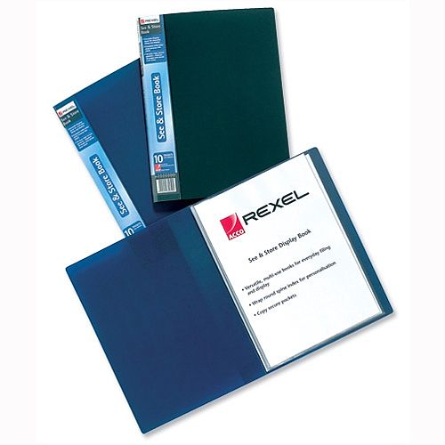 Rexel Plastic 60 Pocket Display Book A4 Black Full Length Spine