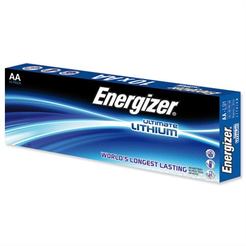 Energizer Ultimate AA Lithium Battery LR06 10 Pack – 1.5 Volt, Reliable, Wide Temperature Range, 15 Year Shelf Life, Cylindrical Size &Last 11 Times Longer Than Similar Batteries (634352) Energizer Ultimate AA Lithium Battery LR06 10 Pack – 1.5 Volt, Reliable, Wide Temperature Range, 15 Year Shelf Life, Cylindrical Size &Last 11 Times Longer Than Similar Batteries (634352)