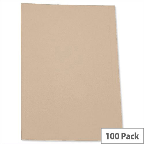 Recycled Square Cut Folder Pre-punched Foolscap Buff Pack 100 5 Star