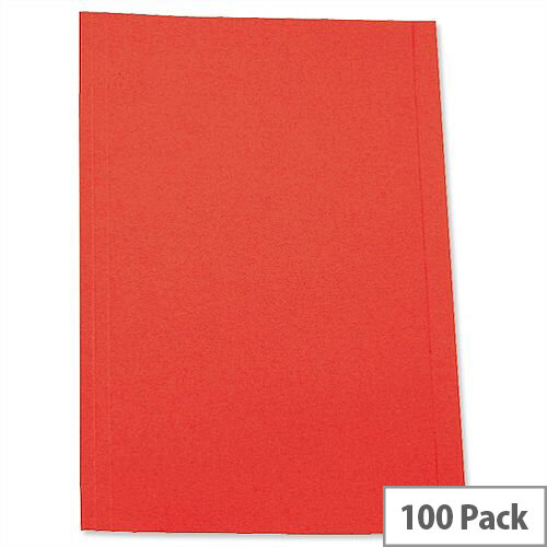 Foolscap Square Cut Folder Recycled Pre-punched Red Pack 100 5 Star