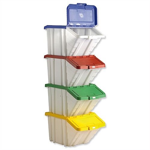 Barton Storage Container Bin 50L 30kg Load White and Assorted Lids Pack 4 Barton Storage Container Bin 50L 30kg Load White and Assorted Lids Pack 4