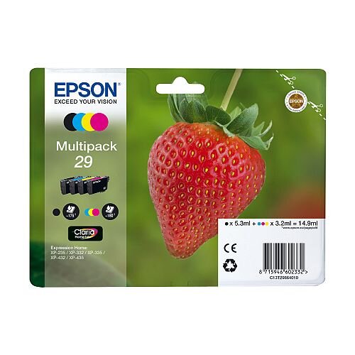 Epson 29 4 Colour Ink Cartridges Strawberry Series Value Pack C13T29864010 / T2986 C13T29864012 Epson 29 4 Colour Ink Cartridges Strawberry Series Value Pack C13T29864010 / T2986 C13T29864012