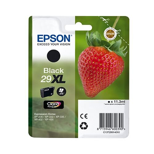 Epson 29XL Black Inkjet Cartridge Strawberry Series - Original Epson Cartridge High Capacity - 470 Pages approx - C13T29914010 / T2991 C13T29914012