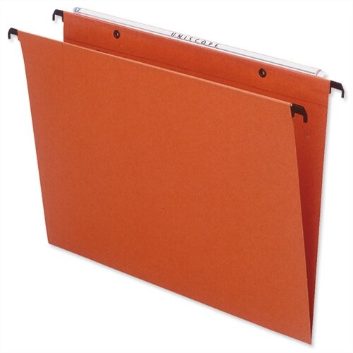 Bantex Linking Vertical Suspension File Foolscap Orange Square Base 30mm Pack 25