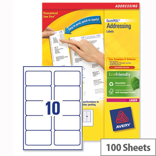 Avery L7173-100 Address Labels Laser 10 per Sheet 99.1x57mm White 1000 Labels Avery L7173-100 Address Labels Laser 10 per Sheet 99.1x57mm White 1000 Labels