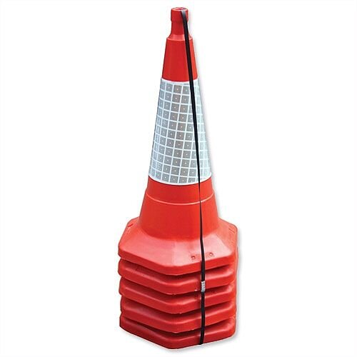 JSP Safety Cone Standard One-piece H750mm with Sealbrite Sleeve Packed 5