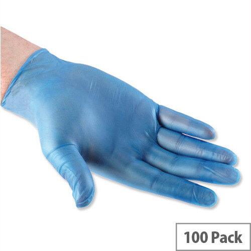 Disposable Powdered Vinyl Gloves Blue Medium Box 100 Polyco Bodyguards 4 Ref GL8332