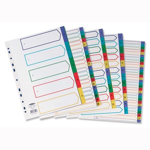 Concord Plastic A-Z Index Europunched Extra Wide A4 Subject Dividers Assorted Concord Plastic A-Z Index Europunched Extra Wide A4 Subject Dividers Assorted