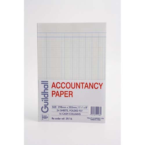 Guildhall Account Paper 298x203mm 16 Cash Column 24 Sheets 39/16Z