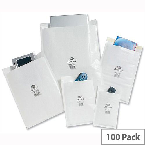 Jiffy AirKraft Size 2 Bags Bubble Lined Bags 205x245mm White Pack of 100