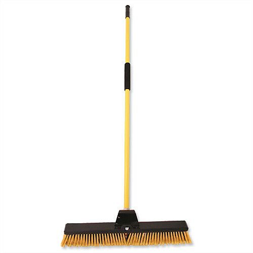 Bulldozer Broom Dual Purpose Soft and Stiff PVC Yard Broom & Metal Handle