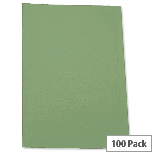 Green Square Cut Folder Recycled Pre-punched 250gsm A4 Pack 100 5 Star