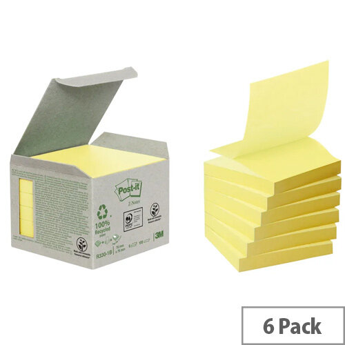 3M Post-it Note Recycled Z-Note 76x76mm Canary Yellow R330-1B 3M Post-it Note Recycled Z-Note 76x76mm Canary Yellow R330-1B