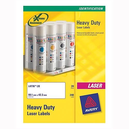 Avery L4773-20 Heavy Duty White Labels Laser 63.5x33.9mm 480 Labels