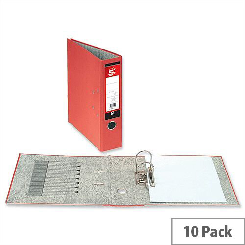 5 Star Office Lever Arch File 70mm A4 Red Pack 10